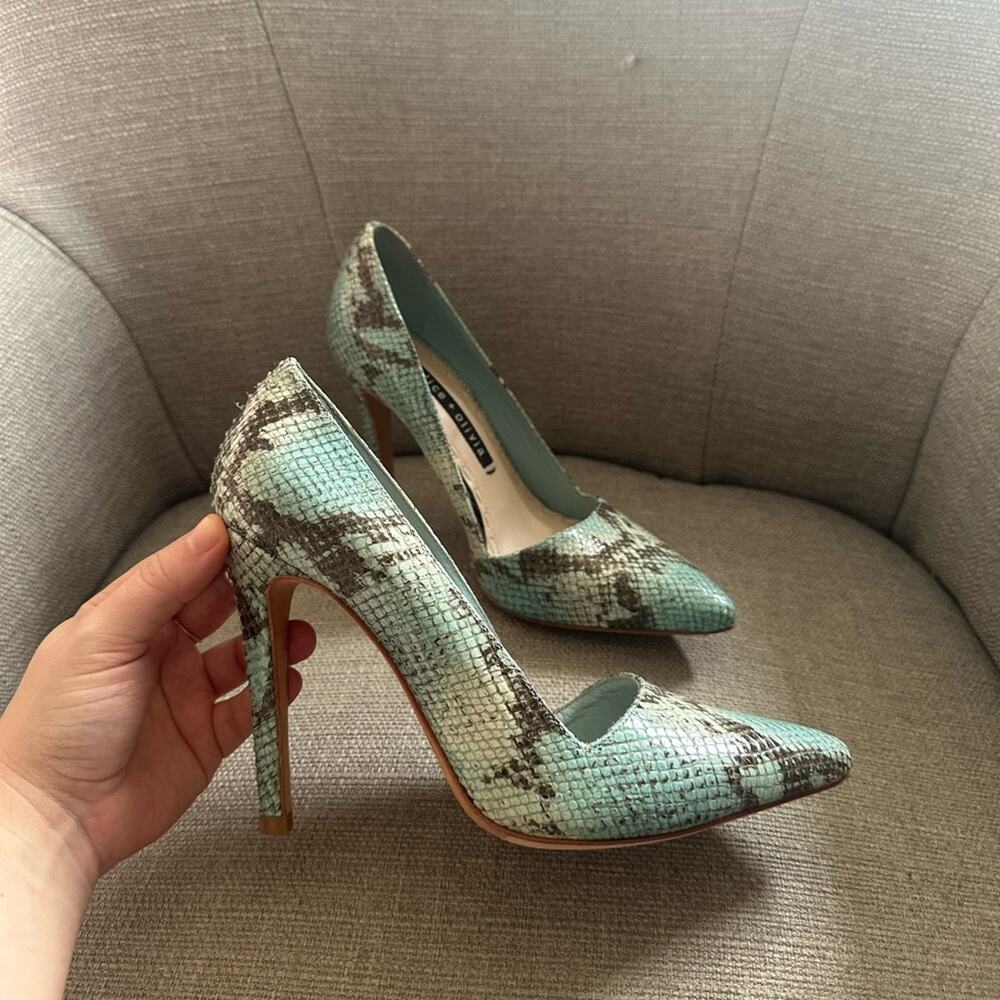 Alice + Olivia Dina 110 Snakeskin Heels